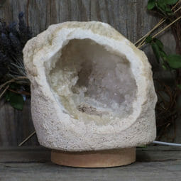 2.32kg Natural Calcite Geode Lamp with Large LED Light Base DK592 | Himalayan Salt Factory