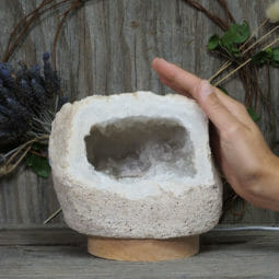 2.37kg Natural Calcite Geode Lamp with Large LED Light Base DK593 9 2.37kg Natural Calcite Geode Lamp with Large LED Light Base DK593 | Himalayan Salt Factory