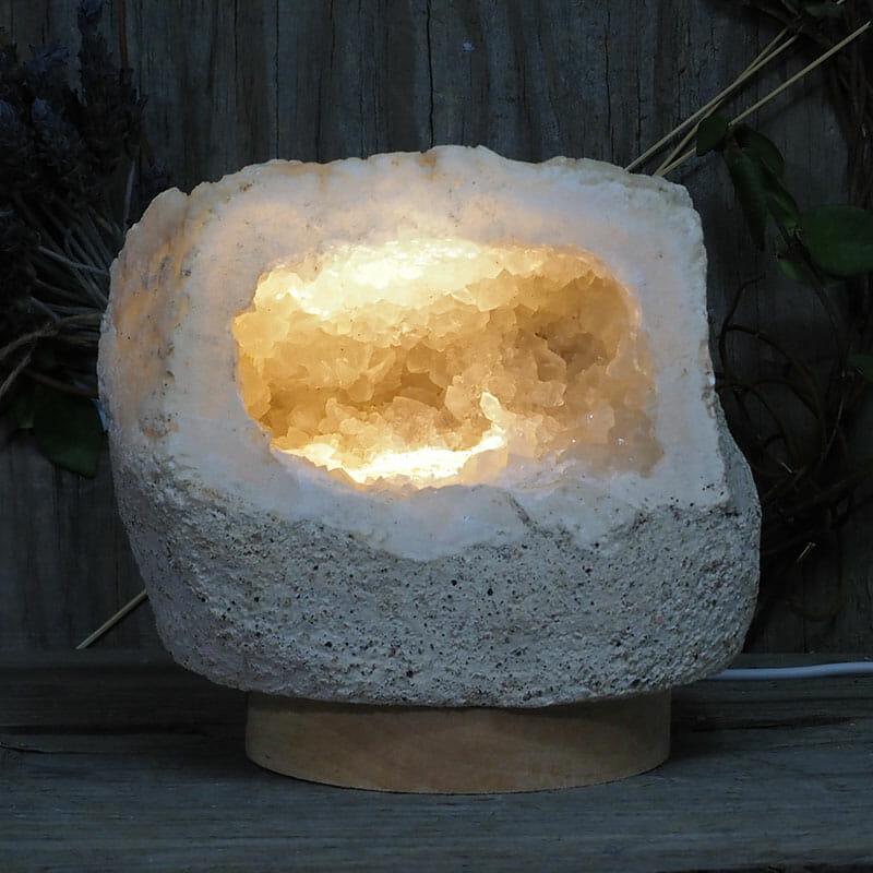 2.37kg Natural Calcite Geode Lamp with Large LED Light Base DK593 3 2.37kg Natural Calcite Geode Lamp with Large LED Light Base DK593 | Himalayan Salt Factory