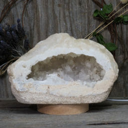 3.45kg Natural Calcite Geode Lamp with Large LED Light Base DK597 | Himalayan Salt Factory | Himalayan Salt Factory
