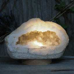 3.45kg Natural Calcite Geode Lamp with Large LED Light Base DK597 | Himalayan Salt Factory | Himalayan Salt Factory