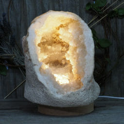 2.28kg Natural Calcite Geode Lamp with Large LED Light Base DK599 | Himalayan Salt Factory