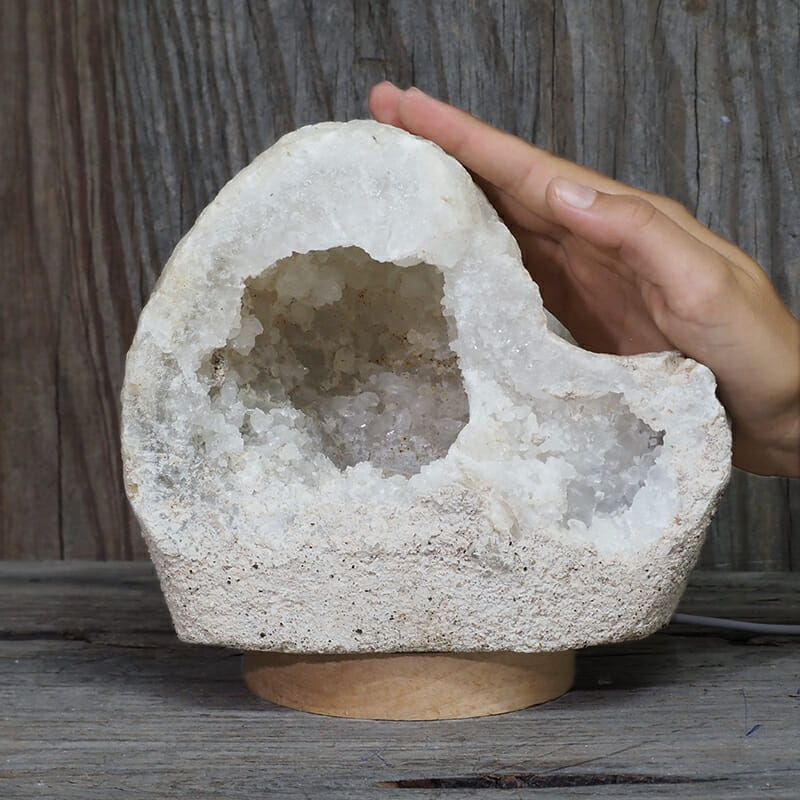2.81kg Natural Calcite Geode Lamp with Large LED Light Base DK652 5 2.81kg Natural Calcite Geode Lamp with Large LED Light Base DK652 | Himalayan Salt Factory