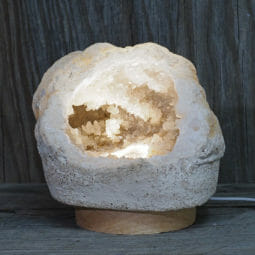 1.89kg Natural Calcite Geode Lamp with Large LED Light Base DK653 | Himalayan Salt Factory