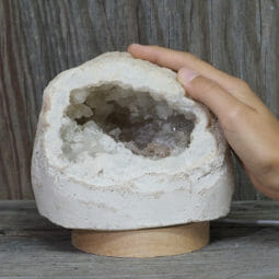 1.93kg Natural Calcite Geode Lamp with Large LED Light Base DK655 | Himalayan Salt Factory