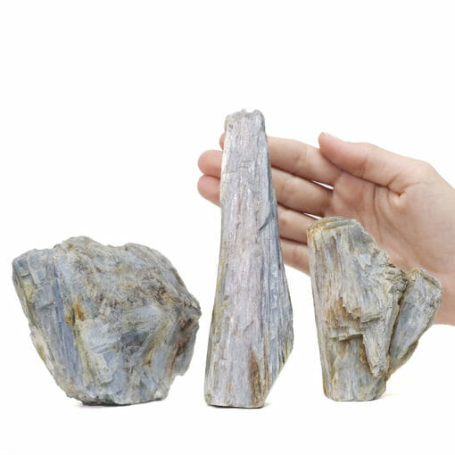 0.98kg Natural Kyanite Rough Specimen Stand Set of 3 DK554 | Himalayan Salt Factory