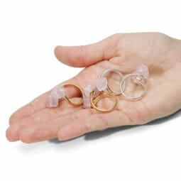 Rose Quartz Rough Crystal Ring Set of 4 GP SP | Himalayan Salt Factory
