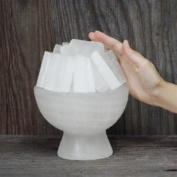 Selenite Fire Bowl Lamp with White LED Bulb | Himalayan Salt Factory