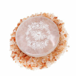 Selenite Round Engraved Plate Bee Sign | Himalayan Salt Factory