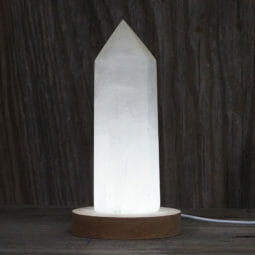 0.95kg White Calcite Point with LED Light Large Display Base DK613 | Himalayan Salt Factory
