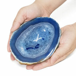Blue Agate Crystal Polished Bowl - Medium (12cm-14cm) | Himalayan Salt Factory