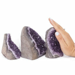 2.49kg Amethyst Polished Crystal Geode Specimen Set 3 Pieces DN1585 | Himalayan Salt Factory