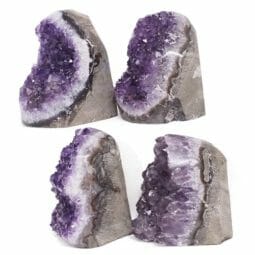 2.49kg Amethyst Polished Crystal Geode Specimen Set 4 Pieces DN1588 | Himalayan Salt Factory