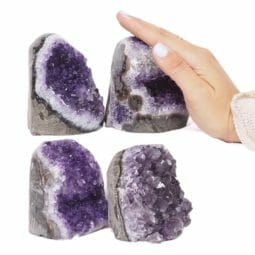 2.49kg Amethyst Polished Crystal Geode Specimen Set 4 Pieces DN1588 | Himalayan Salt Factory