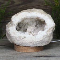 Natural Calcite Geode Lamp with Large LED Light Base DS1933 | Himalayan Salt Factory