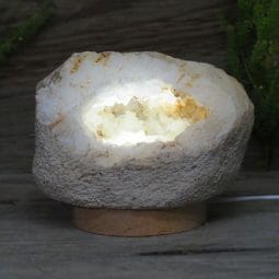 Natural Calcite Geode Lamp with Large LED Light Base DS1935 | Himalayan Salt Factory
