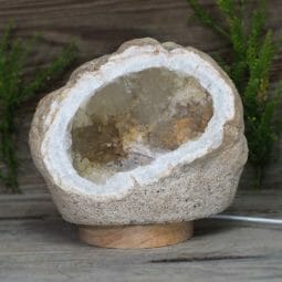 Natural Calcite Geode Lamp with Large LED Light Base DS1936 | Himalayan Salt Factory