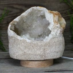 Natural Calcite Geode Lamp with Large LED Light Base DS1940 | Himalayan Salt Factory