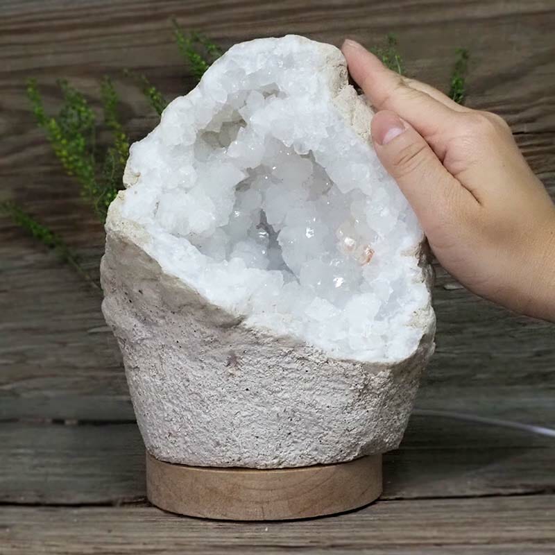 2.43kg Natural Calcite Geode Lamp with Large LED Light Base DS1941 5 Natural Calcite Geode Lamp with Large LED Light Base DS1941 | Himalayan Salt Factory