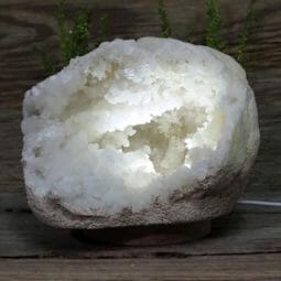 Natural Calcite Geode Lamp with Large LED Light Base DS1944 | Himalayan Salt Factory