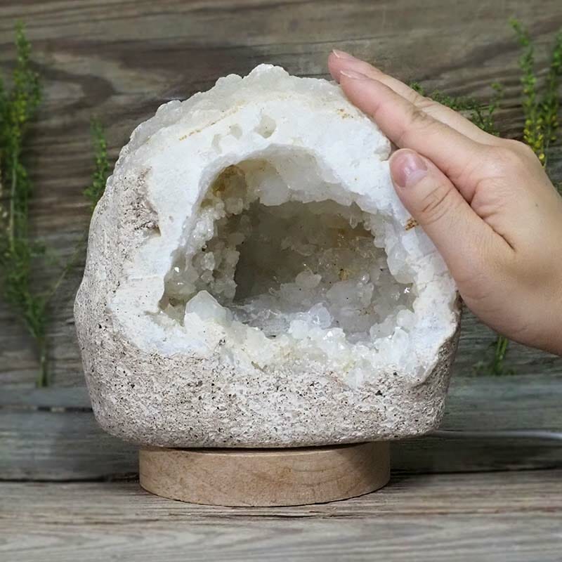 2.77kg Natural Calcite Geode Lamp with Large LED Light Base DS1945 5 Natural Calcite Geode Lamp with Large LED Light Base DS1945 | Himalayan Salt Factory