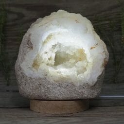Natural Calcite Geode Lamp with Large LED Light Base DS1945 | Himalayan Salt Factory