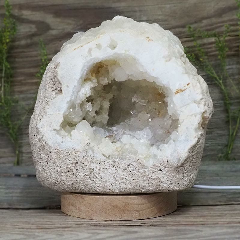 2.77kg Natural Calcite Geode Lamp with Large LED Light Base DS1945 4 Natural Calcite Geode Lamp with Large LED Light Base DS1945 | Himalayan Salt Factory