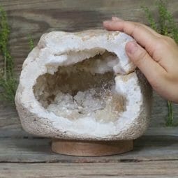 Natural Calcite Geode Lamp with Large LED Light Base DS1951 | Himalayan Salt Factory