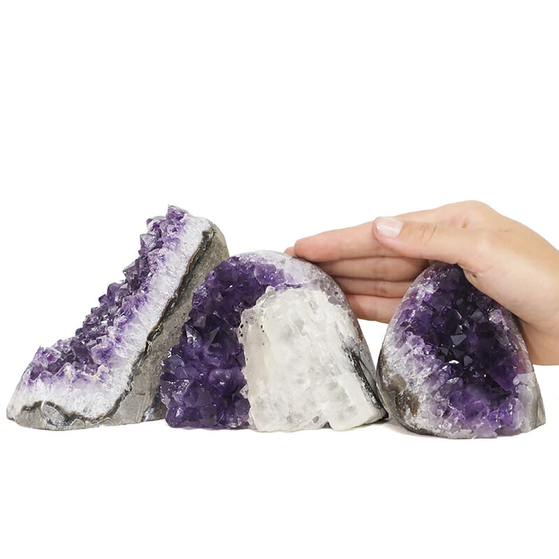 2.02kg Amethyst Polished Crystal Geode Specimen Set 3 Pieces DK807 4 2.02kg Amethyst Polished Crystal Geode Specimen Set 3 Pieces DK807 | Himalayan Salt Factory