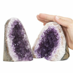 1.71kg Amethyst Polished Crystal Geode Specimen Set 2 Pieces DK815 | Himalayan Salt Factory
