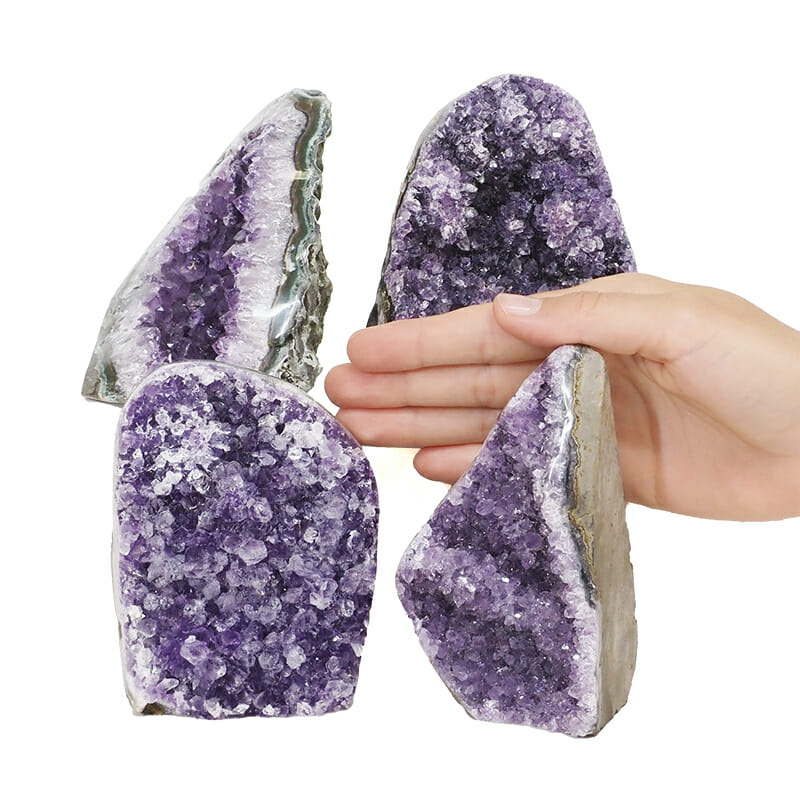 1.90kg Amethyst Polished Crystal Geode Specimen Set 4 Pieces J1966 4 1.90kg Amethyst Polished Crystal Geode Specimen Set 4 Pieces J1966 | Himalayan Salt Factory
