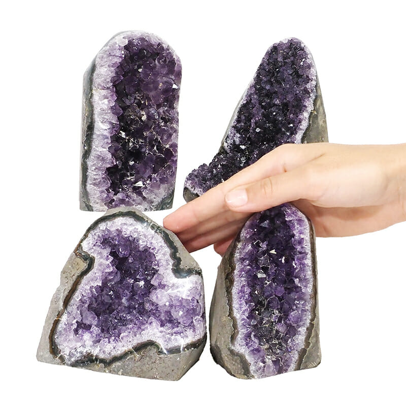 2.77kg Amethyst Polished Crystal Geode Specimen Set 4 Pieces J1967 4 2.77kg Amethyst Polished Crystal Geode Specimen Set 4 Pieces J1967 | Himalayan Salt Factory