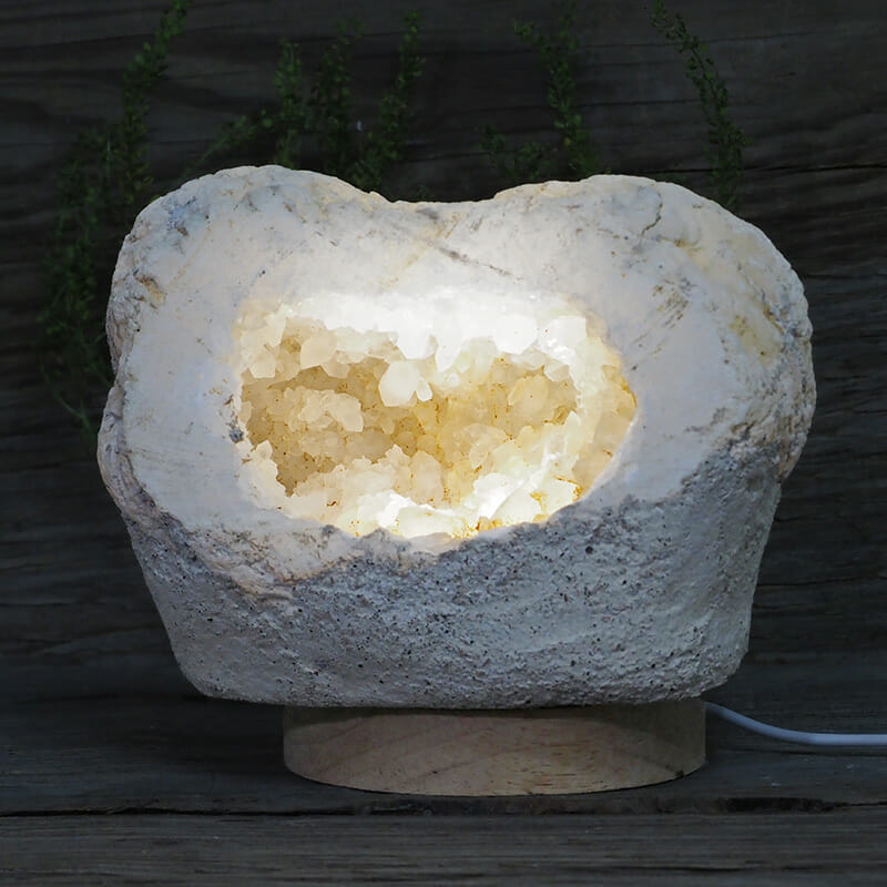 2.58kg Natural Calcite Geode Lamp with Large LED Light Base DN1642 3 2.58kg Natural Calcite Geode Lamp with Large LED Light Base DN1642 | Himalayan Salt Factory