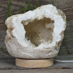 1.95kg Natural Calcite Geode Lamp with Large LED Light Base DN1646 | Himalayan Salt Factory