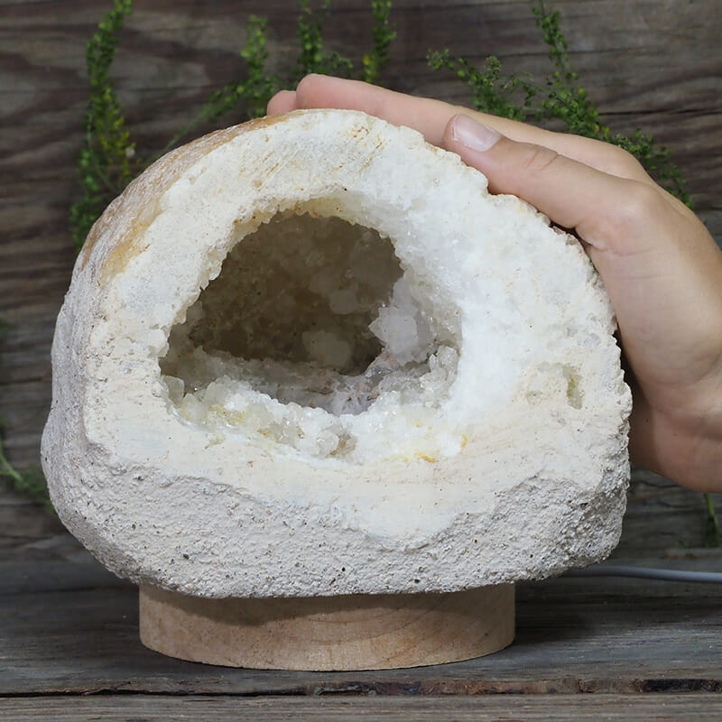 2.39kg Natural Calcite Geode Lamp with Large LED Light Base DN1647 5 2.39kg Natural Calcite Geode Lamp with Large LED Light Base DN1647 | Himalayan Salt Factory