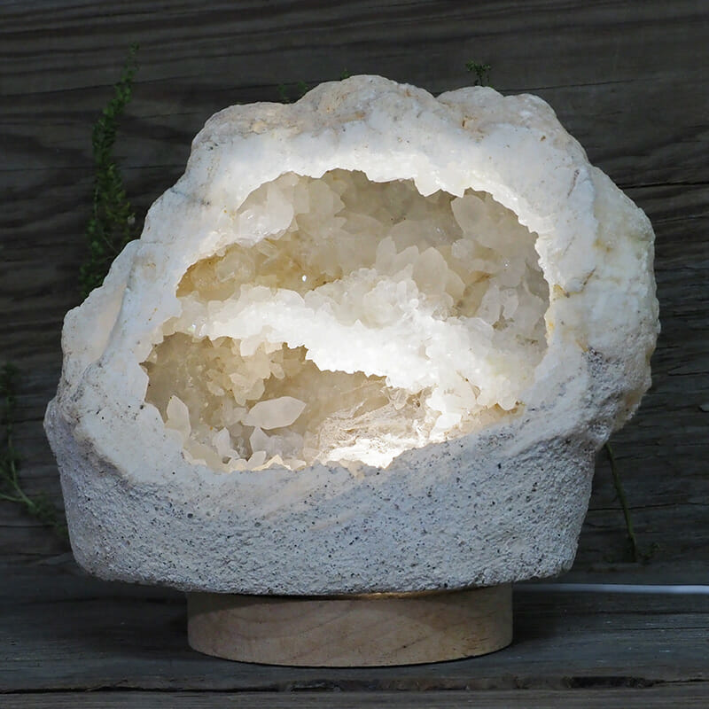 2.42kg Natural Calcite Geode Lamp with Large LED Light Base DN1649 3 2.42kg Natural Calcite Geode Lamp with Large LED Light Base DN1649 | Himalayan Salt Factory