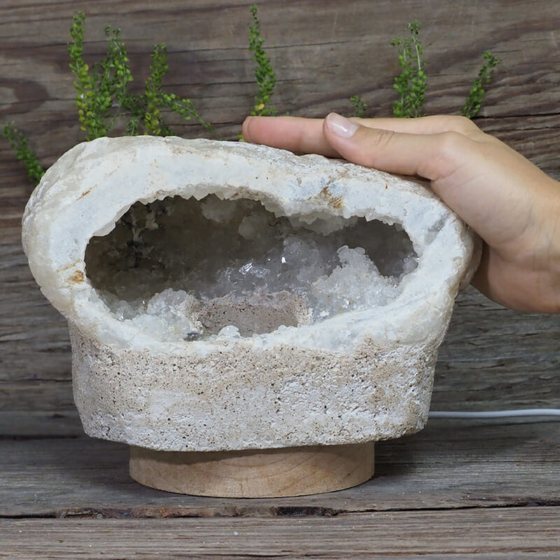 2.43kg Natural Calcite Geode Lamp with Large LED Light Base DN1609 5 2.43kg Natural Calcite Geode Lamp with Large LED Light Base DN1609 | Himalayan Salt Factory