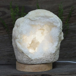 2.48kg Natural Calcite Geode Lamp with Large LED Light Base DN1610 | Himalayan Salt Factory