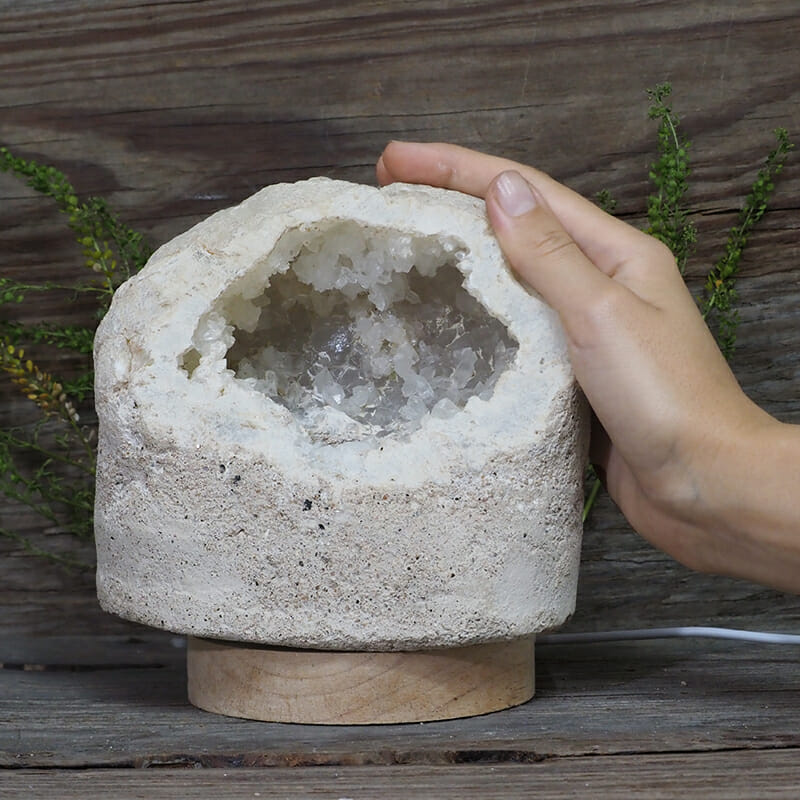 1.92kg Natural Calcite Geode Lamp with Large LED Light Base DN1621 5 1.92kg Natural Calcite Geode Lamp with Large LED Light Base DN1621 | Himalayan Salt Factory