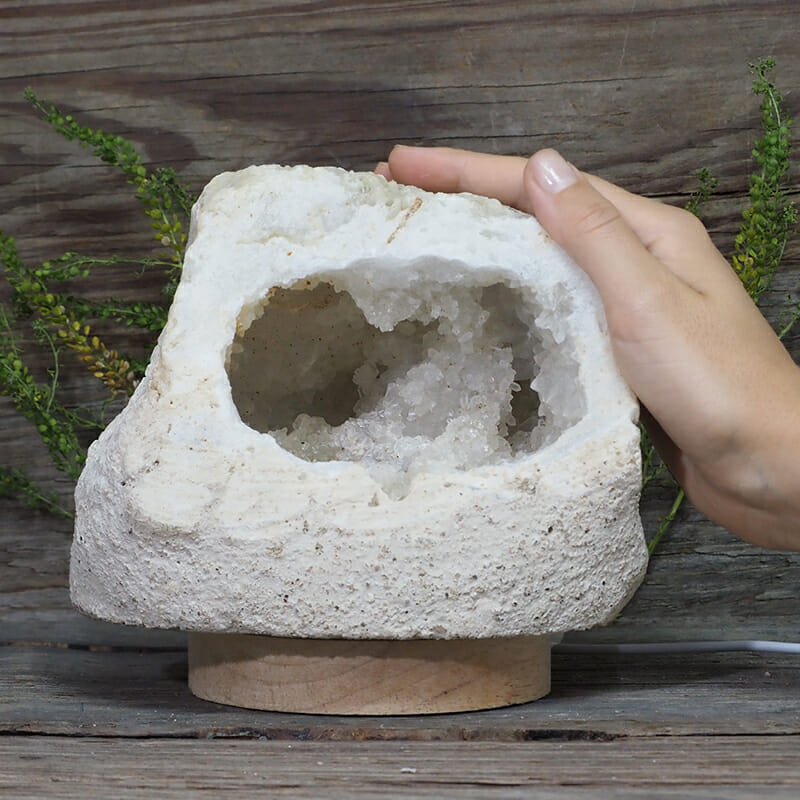 2.40kg Natural Calcite Geode Lamp with Large LED Light Base DN1622 5 2.40kg Natural Calcite Geode Lamp with Large LED Light Base DN1622 | Himalayan Salt Factory