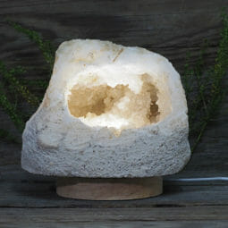2.40kg Natural Calcite Geode Lamp with Large LED Light Base DN1622 | Himalayan Salt Factory