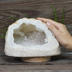 2.57kg Natural Calcite Geode Lamp with Large LED Light Base DN1624 | Himalayan Salt Factory