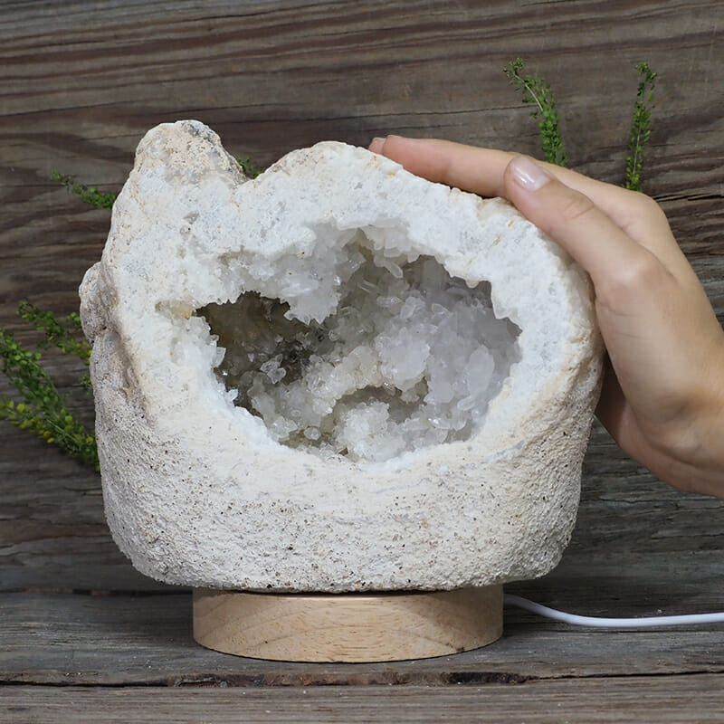 2.35kg Natural Calcite Geode Lamp with Large LED Light Base DN1625 5 2.35kg Natural Calcite Geode Lamp with Large LED Light Base DN1625 | Himalayan Salt Factory