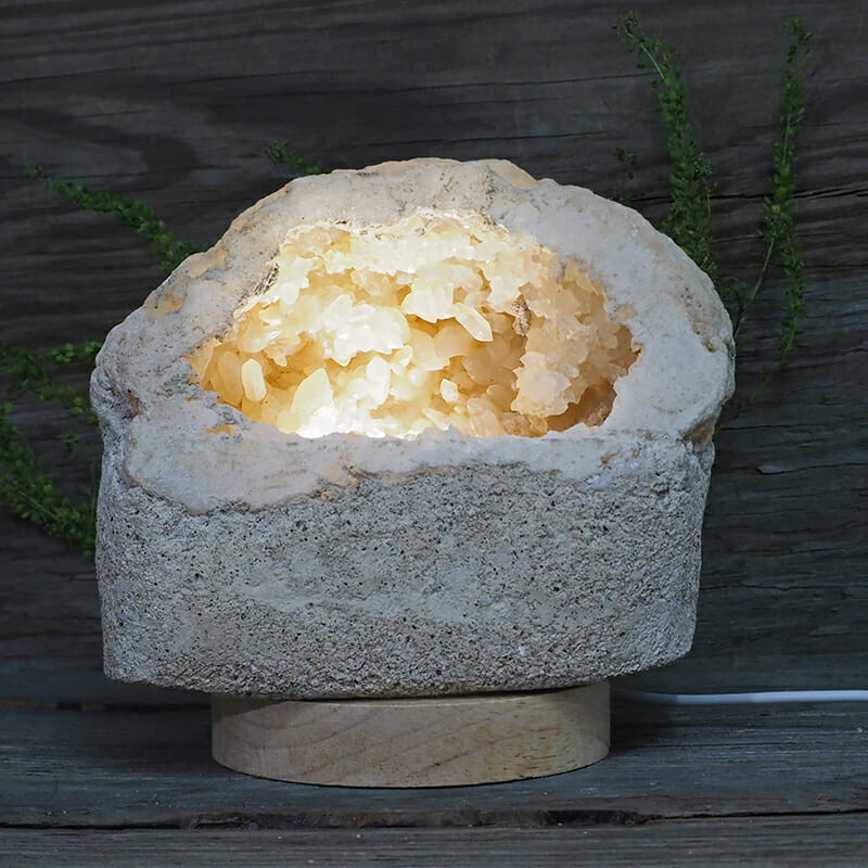 1.93kg Natural Calcite Geode Lamp with Large LED Light Base DN1626 3 1.93kg Natural Calcite Geode Lamp with Large LED Light Base DN1626 | Himalayan Salt Factory