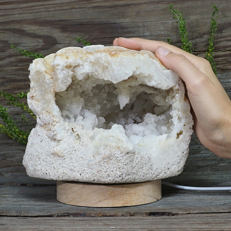 2.36kg Natural Calcite Geode Lamp with Large LED Light Base DN1627 5 2.36kg Natural Calcite Geode Lamp with Large LED Light Base DN1627 | Himalayan Salt Factory