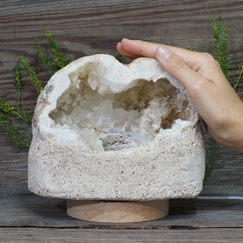 2.17kg Natural Calcite Geode Lamp with Large LED Light Base DN1596 5 2.17kg Natural Calcite Geode Lamp with Large LED Light Base DN1596 | Himalayan Salt Factory