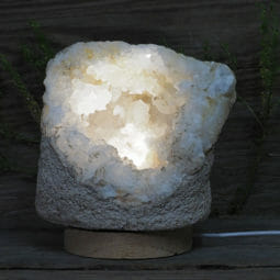 2.58kg Natural Calcite Geode Lamp with Large LED Light Base DN1597 | Himalayan Salt Factory