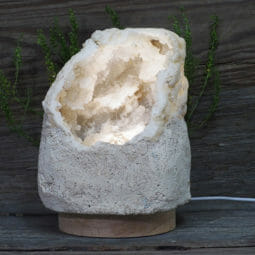 1.94kg Natural Calcite Geode Lamp with Large LED Light Base DN1600 | Himalayan Salt Factory