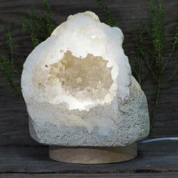2.08kg Natural Calcite Geode Lamp with Large LED Light Base DN1602 | Himalayan Salt Factory