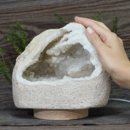 2.64kg Natural Calcite Geode Lamp with Large LED Light Base DN1605 9 2.64kg Natural Calcite Geode Lamp with Large LED Light Base DN1605 | Himalayan Salt Factory